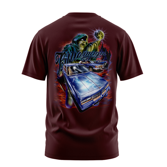 Blue Magic graphic tee back, Burgundy, Rollin Hard