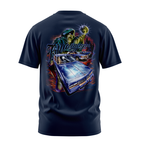 Blue Magic graphic tee back, Navy, Rollin Hard
