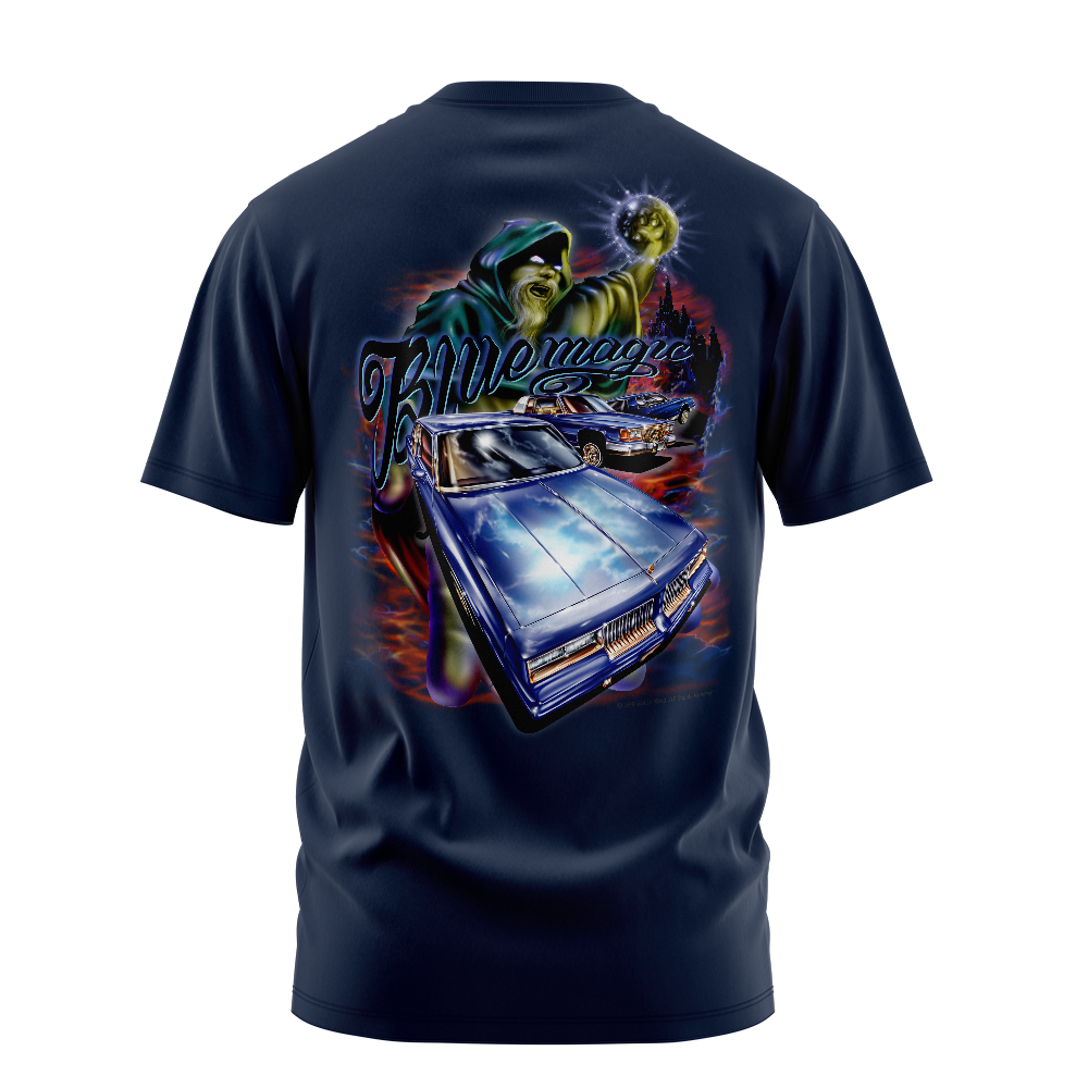 Blue Magic graphic tee back, Navy, Rollin Hard