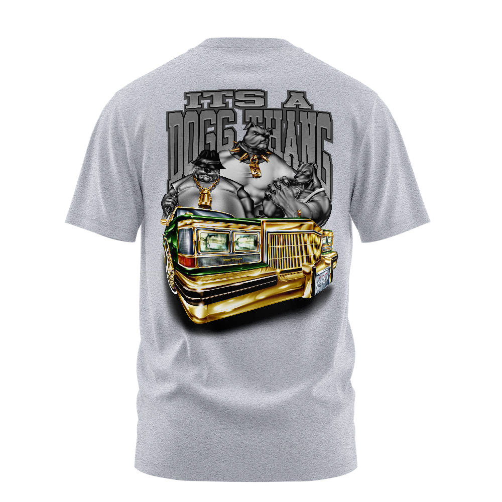 It's a Dogg Thang graphic tee back, Athletic Heather, Rollin Hard