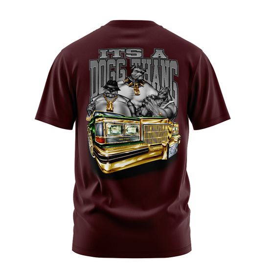 It's a Dogg Thang graphic tee back, Burgundy, Rollin Hard