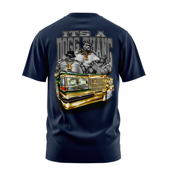 It's a Dogg Thang graphic tee back, Navy, Rollin Hard