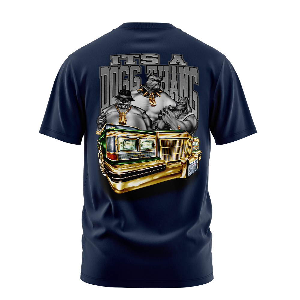It's a Dogg Thang graphic tee back, Navy, Rollin Hard