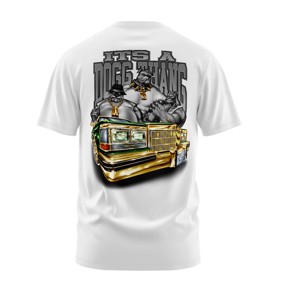 It's a Dogg Thang graphic tee back, White, Rollin Hard
