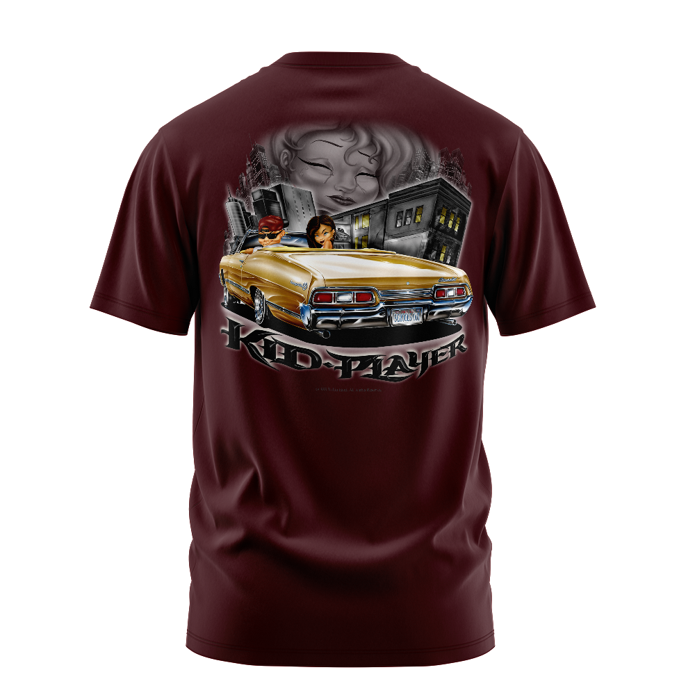 Kid Player graphic tee back, Burgundy, Rollin Hard