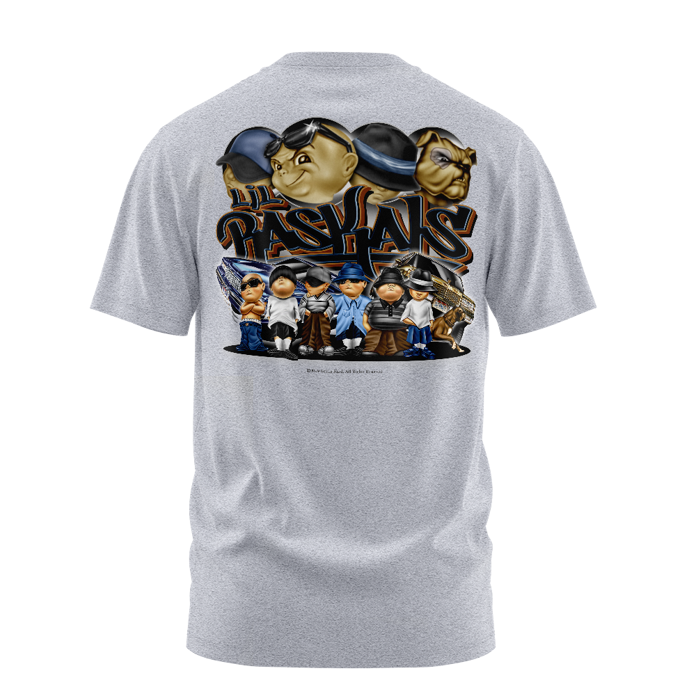 Lil Raskals graphic tee back, Athletic Heather, Rollin Hard