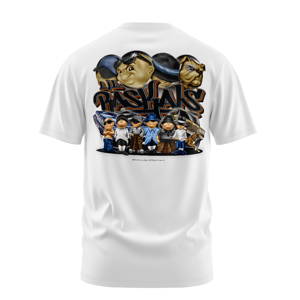 Lil Raskals graphic tee back, White, Rollin Hard