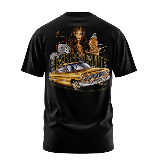 Man's Ruin graphic tee back, Black, Rollin Hard