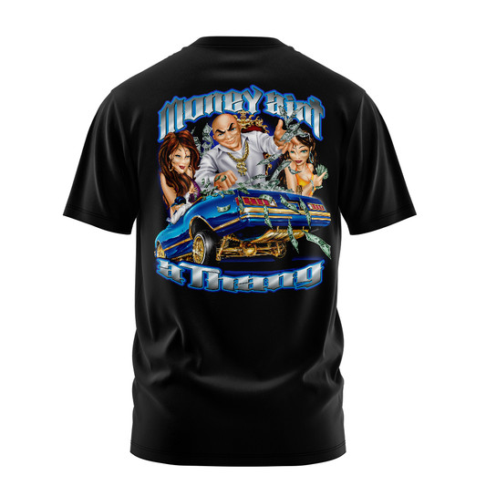 Money Ain't a Thang graphic tee back, black, Rollin Hard