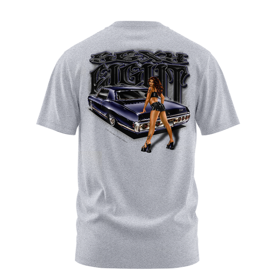 Sexy Eight graphic tee back, Athletic Heather, Rollin Hard