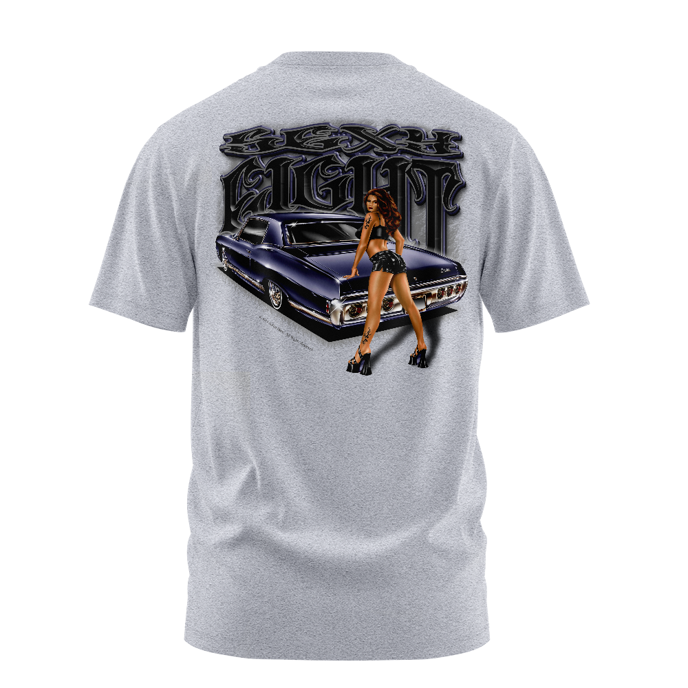 Sexy Eight graphic tee back, Athletic Heather, Rollin Hard