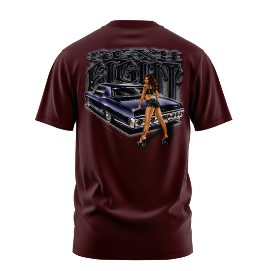 Sexy Eight graphic tee back, Burgundy, Rollin Hard
