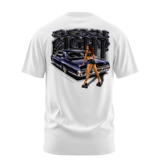 Sexy Eight graphic tee back, White, Rollin Hard
