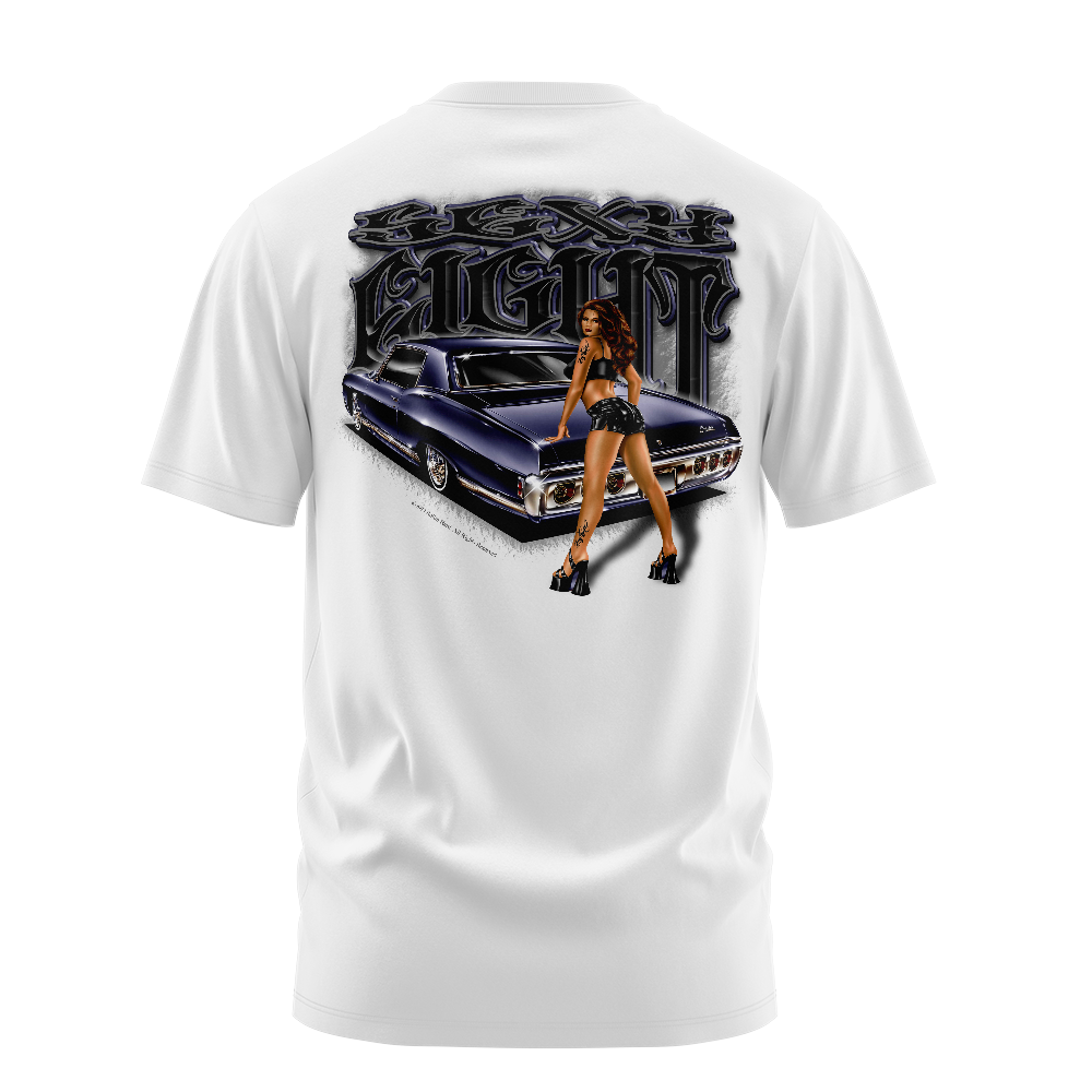 Sexy Eight graphic tee back, White, Rollin Hard