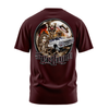 Str8 Loco lowrider graphic tee back, burgundy, Rollin Hard