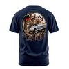 Str8 Loco lowrider graphic tee back, navy, Rollin Hard