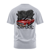 Two Sick graphic tee back, Athletic Heather, Rollin Hard