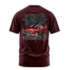 Two Sick graphic tee back, Burgundy, Rollin Hard