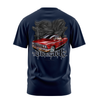 Two Sick graphic tee back, Navy, Rollin Hard