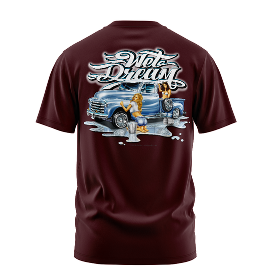 Wet Dream graphic tee back, Burgundy, Rollin Hard