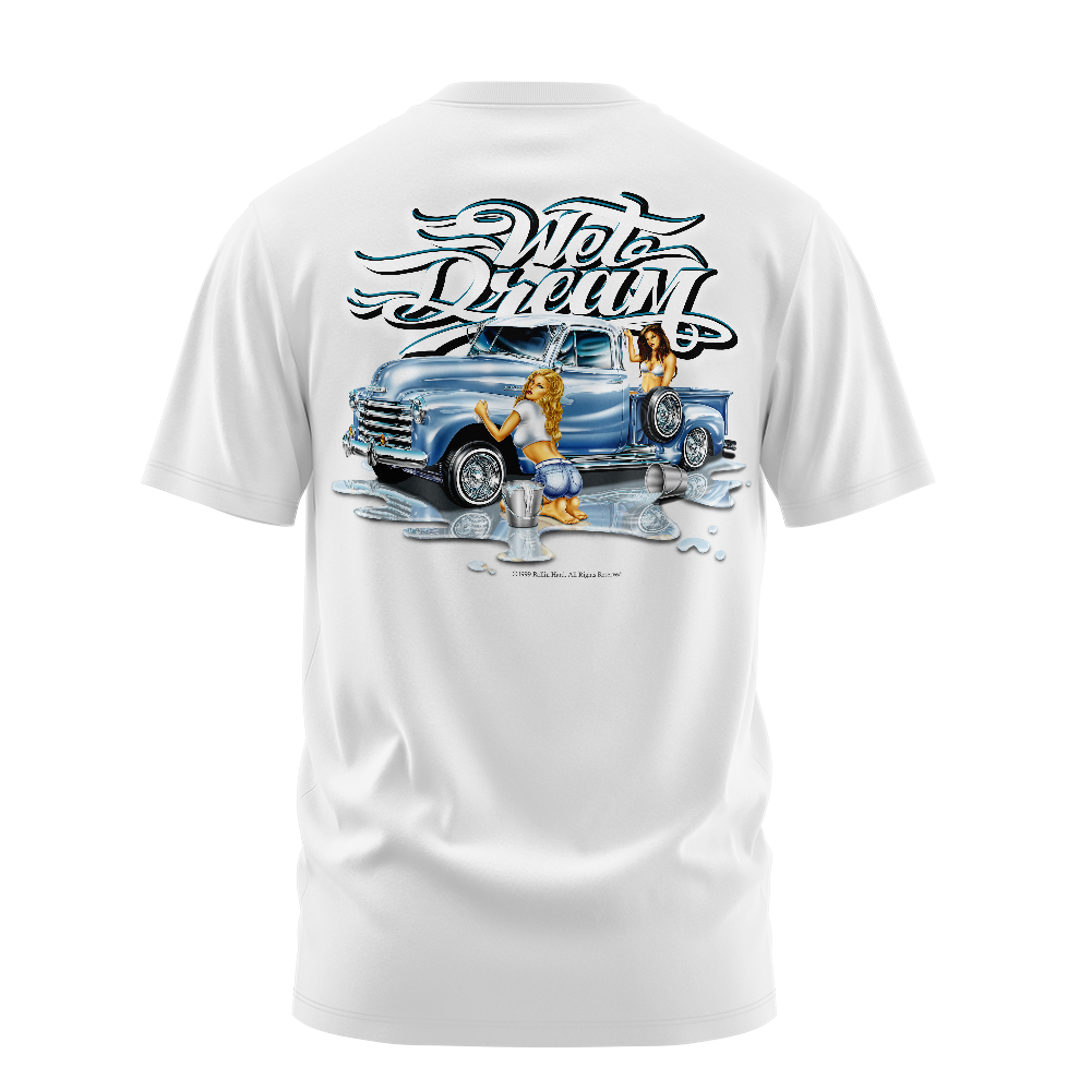 Wet Dream graphic tee back, White, Rollin Hard