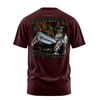 Brown Street lowrider graphic tee back print, burgundy, Rollin Hard